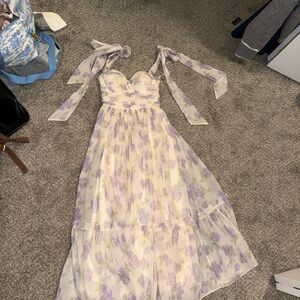 Floral Lavender and White Dress